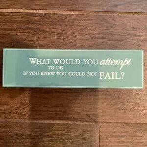 1 3/4” x 6.5” inspirational wood block by RIVERLAND DESIGNS. Apx 1” on top.